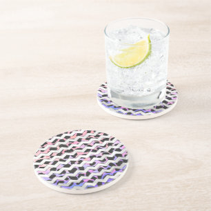 Dessous De Verre En Grès Chevron rose et noir Dalmation