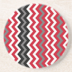 Dessous De Verre En Grès Chevrons rouges et blancs avec le gris