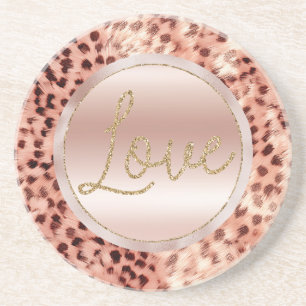 Dessous De Verre En Grès Chic Joli Rose Gold Leopard