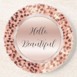 Dessous De Verre En Grès Chic Joli Rose Gold Leopard