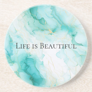 Dessous De Verre En Grès Chic Mint White Gold Fête des mariées