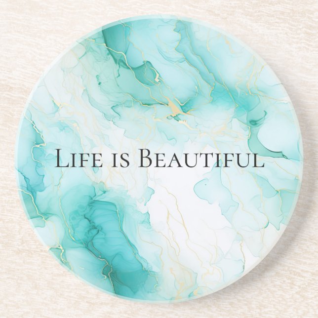 Dessous De Verre En Grès Chic Mint White Gold Réception de Mariage (Devant)