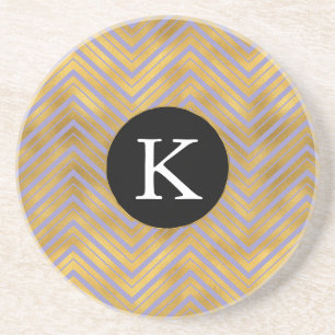 Dessous De Verre En Grès Chic violet or Chevron Monogramme