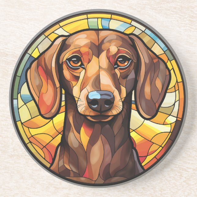 Dessous De Verre En Grès Chien Dachsund en verre doux (Devant)