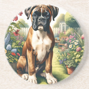 Dessous De Verre En Grès Chien de boîte mignon