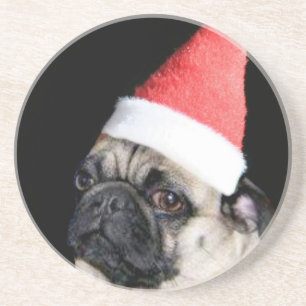 Dessous De Verre En Grès Chien de carlin de Noël