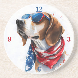 Dessous De Verre En Grès Chien patriotique 4 juillet