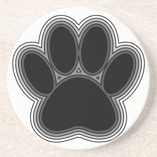 Dessous De Verre En Grès Chien Paw Avec Plan (Devant)