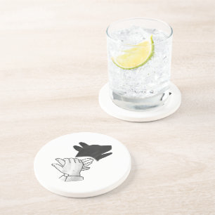 Dessous De Verre En Grès Chien Silhouette main