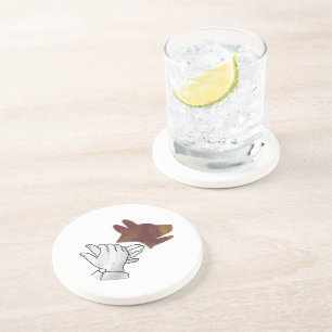 Dessous De Verre En Grès Chien Silhouette main Brown