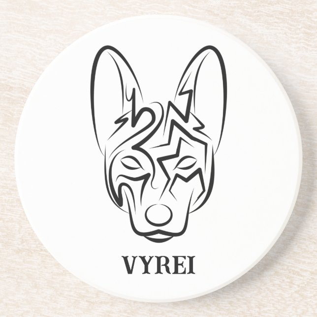 Dessous De Verre En Grès Chien tribal noir et blanc (Devant)