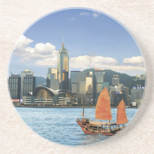 Dessous De Verre En Grès Chine; Hong Kong; le port de Victoria; port;A