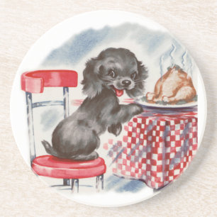Dessous De Verre En Grès chiot à table