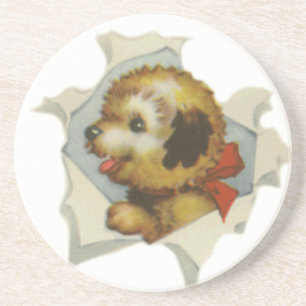 Dessous De Verre En Grès chiot en papier déchiré