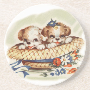 Dessous De Verre En Grès chiots en casquette