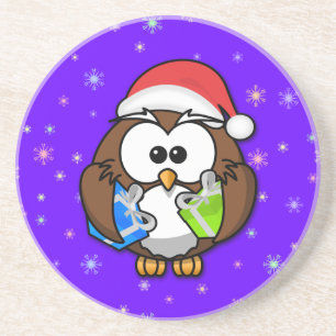 Dessous De Verre En Grès Chouette père Noël