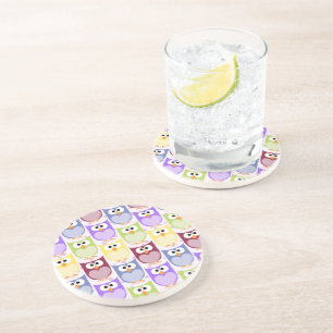 Dessous De Verre En Grès Chouettes mignonnes, Chouette Motif, Chouettes pou