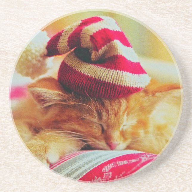 Dessous De Verre En Grès Christmas Kitten (Devant)