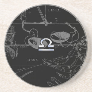 Dessous De Verre En Grès Chrome Argent comme Libra Zodiac Connexion Heveliu