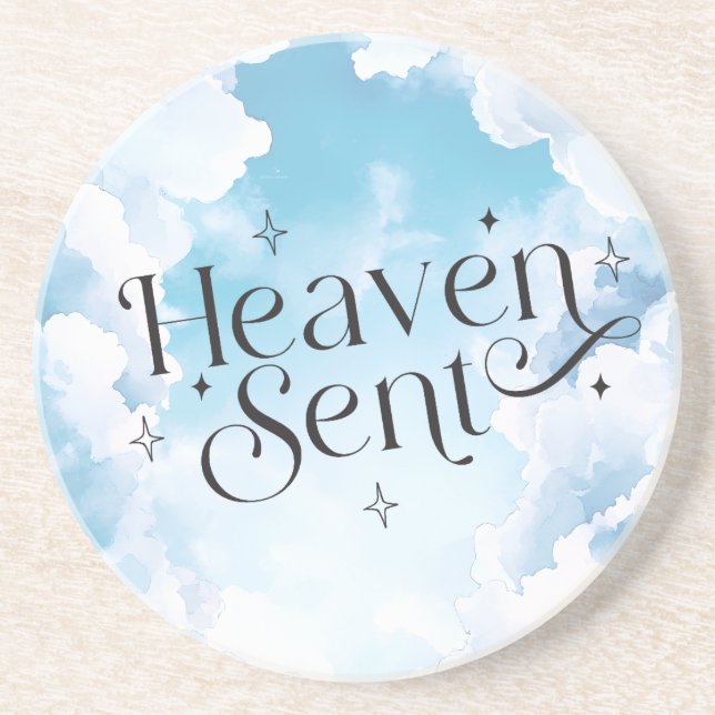 Dessous De Verre En Grès Ciel envoyé Ciel Bleu Blanc Nuages Baby shower (Devant)