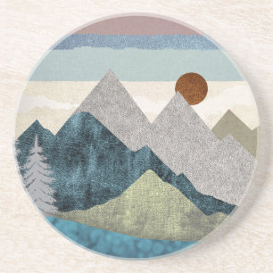 Dessous De Verre En Grès Ciel rayé de montagne