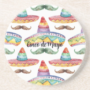 Dessous De Verre En Grès Cinq mai Moustaches Vert Brun