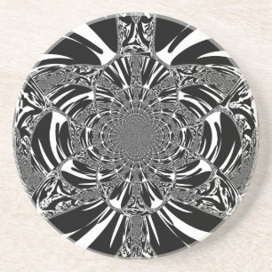 Dessous De Verre En Grès Circulaire Zebra Kaleidoscope Art