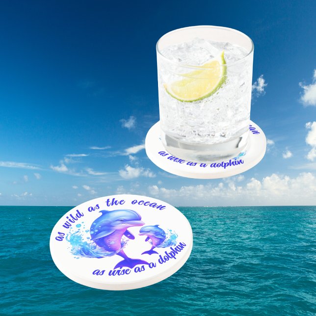 Dessous De Verre En Grès Citation de dauphins d'aquarelle | (Créateur téléchargé)