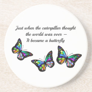 Dessous De Verre En Grès Citation de papillon Encouragement inspirationnel 