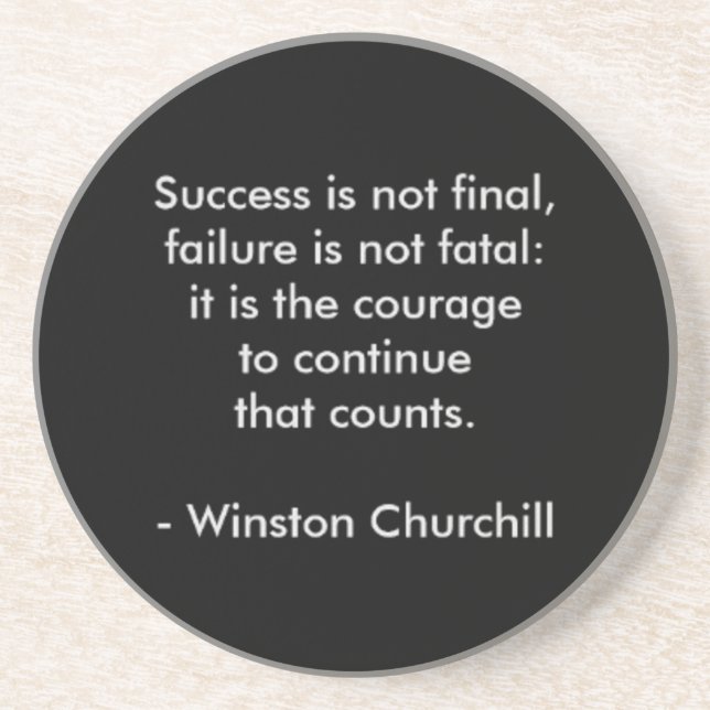 Dessous De Verre En Grès Citation de Winston Churchill ; succès (Devant)