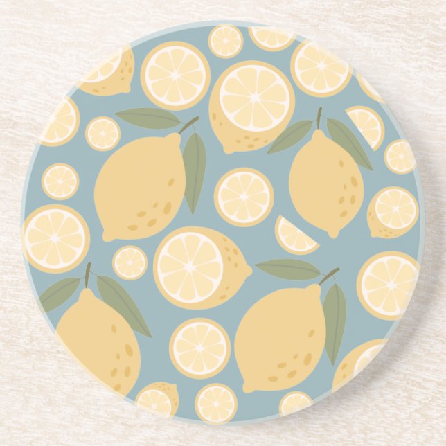 Dessous De Verre En Grès Citron jaune Motif (Devant)