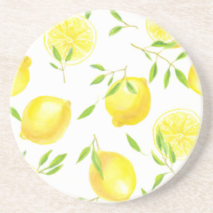 Dessous De Verre En Grès Citrons et feuilles