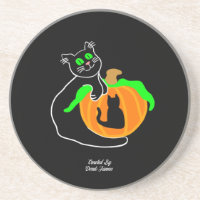 Citrouille de chat noir Dessous de verre de grès