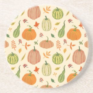Dessous De Verre En Grès Citrouille vert et orange, motif sans soudure.