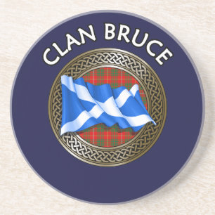 Dessous De Verre En Grès Clan Bruce Tartan Knot & Flag