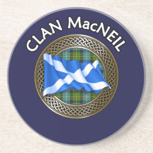 Dessous De Verre En Grès Clan MacNeil Tartan Knot & Flag