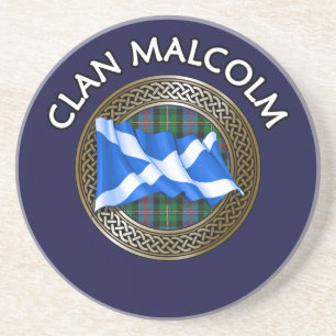 Dessous De Verre En Grès Clan Malcolm Tartan Knot & Drapeau