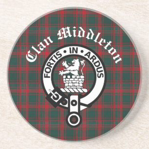 Dessous De Verre En Grès Clan Middleton Crest Badge et Tartan