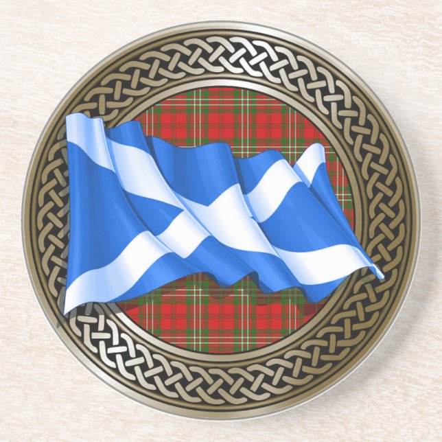 Dessous De Verre En Grès Clan Scott Tartan Knot & Drapeau (Devant)