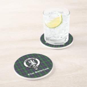 Dessous De Verre En Grès Clan Sutherland Crest & Tartan