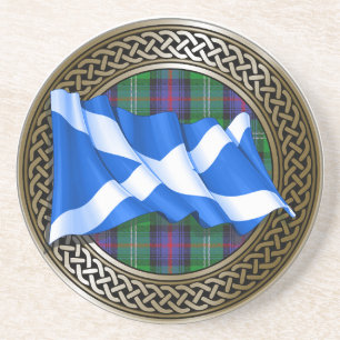 Dessous De Verre En Grès Clan Sutherland Tartan Knot & Drapeau