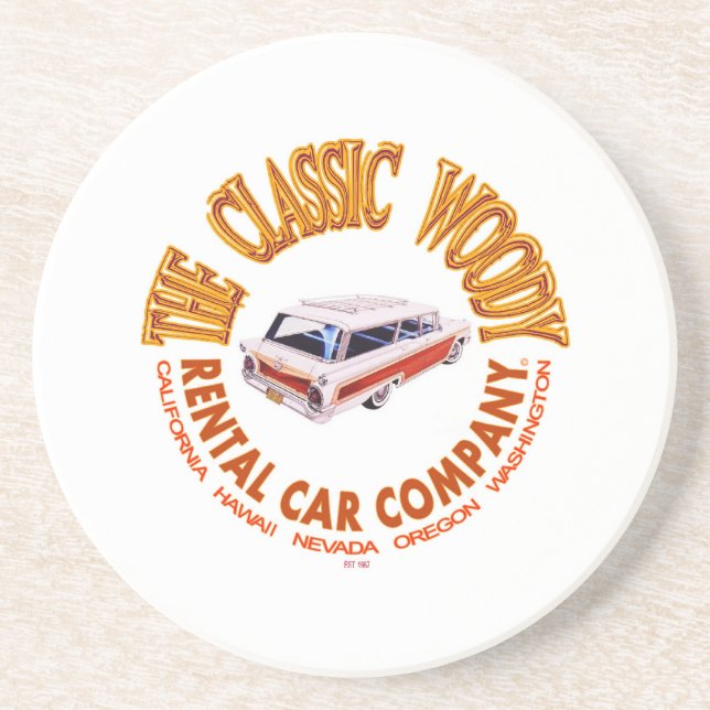 Dessous De Verre En Grès Classic Woody Rental Car Company (Devant)