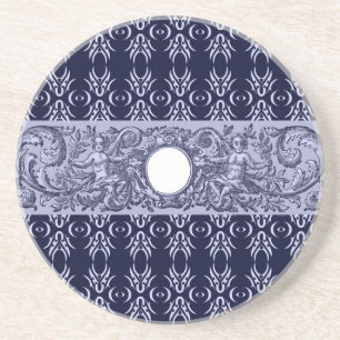 Dessous De Verre En Grès Classy Blue Baroque Motif par LeahG - cherubs
