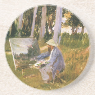 Dessous De Verre En Grès Claude Monet peignant, Bordure d'un bois par Sarge