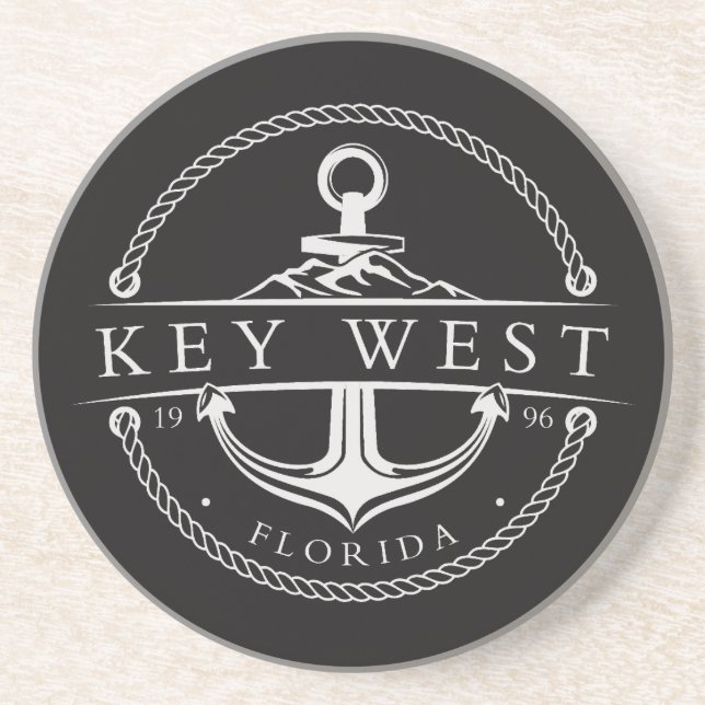 Dessous De Verre En Grès Clé d'ancre nautique Key West Floride 1996 (Devant)