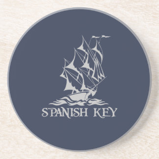 Dessous de verre en grès clé espagnole - Logo gris
