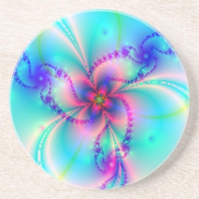 Dessous De Verre En Grès Clocher Rose Quatre Feuilles Avec Pastels (Devant)