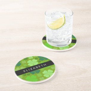Dessous De Verre En Grès Cloches Vertes, Cloches Lucky, Votre Nom