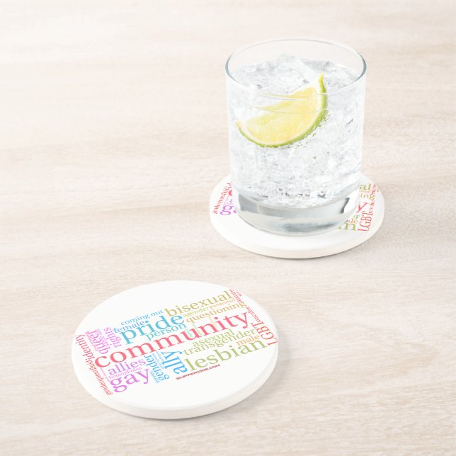 Dessous De Verre En Grès Cloud de mot communautaire LGBTQ+ SlipperyJoe (Côté)