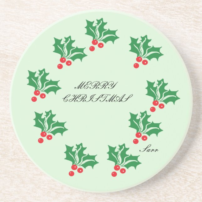 Dessous De Verre En Grès Coaster en grès : Joyeux Noël (Devant)